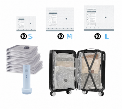 Cordless Travel Vacuum Storage Compression Bag Set
