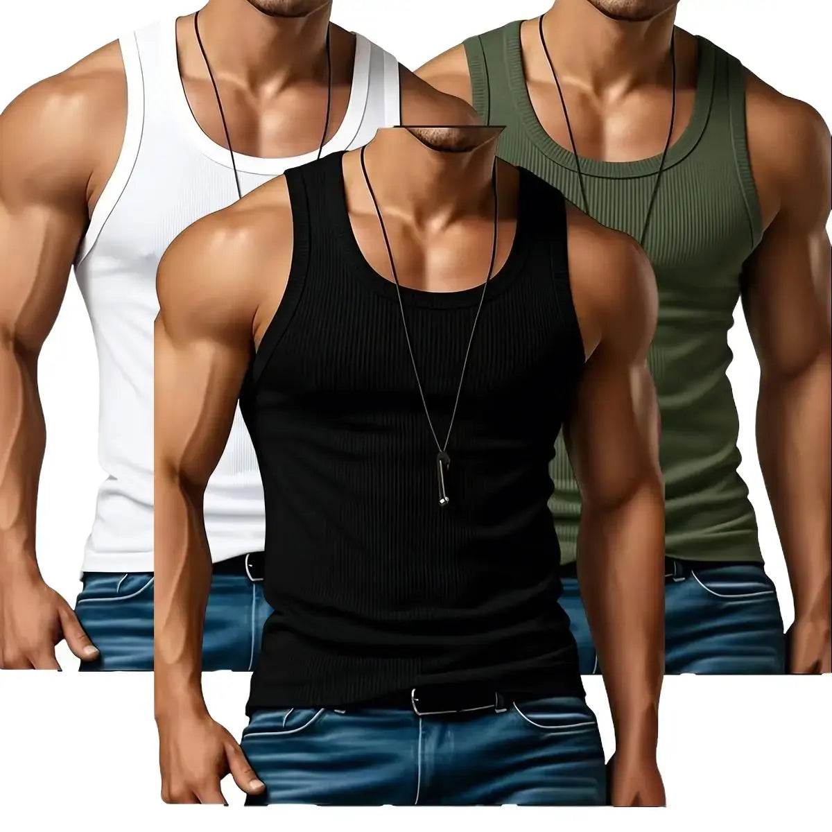 Men's Wide Strap Ribbed Tank Top