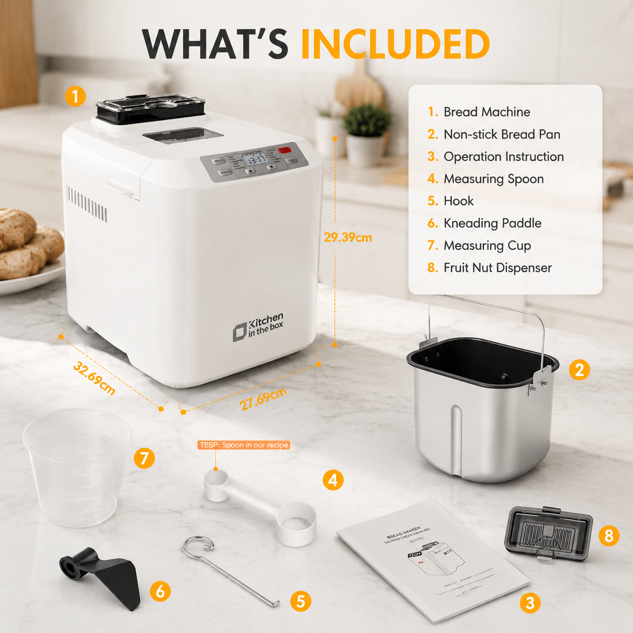 Automatic Bread Maker 2LB - 12-in-1 with Nut Dispenser