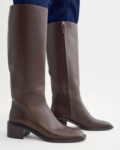 Leather Knee-High City Boot | Deep Brown