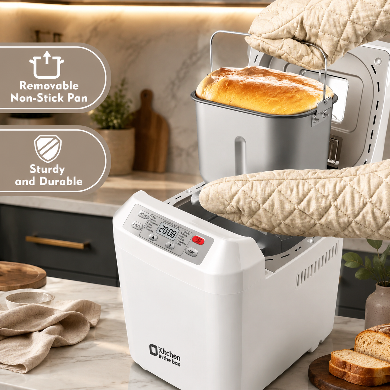 Automatic Bread Maker 2LB - 12-in-1 with Nut Dispenser