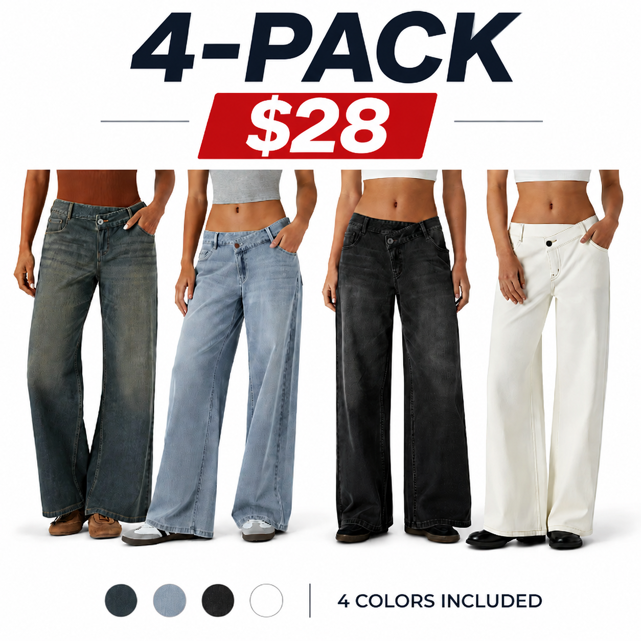 ⚡Women's Low Rise Wide Leg Jeans